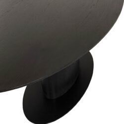 Gordon eettafel dark coffee vanaf boven, centrale poot en ijzeren voet