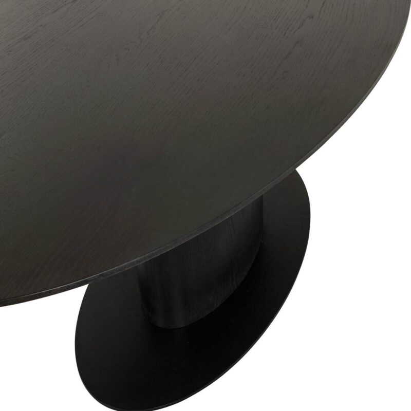 Gordon eettafel dark coffee vanaf boven, centrale poot en ijzeren voet