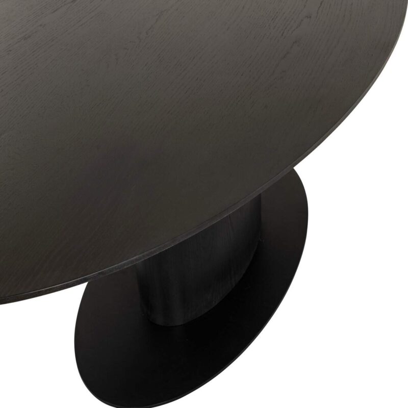 Poot en voet van eettafel Gordon dark coffee, ijzer en eiken