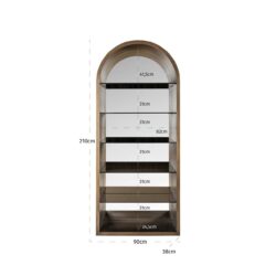 Detail wandkast Bowic glas en ijzer