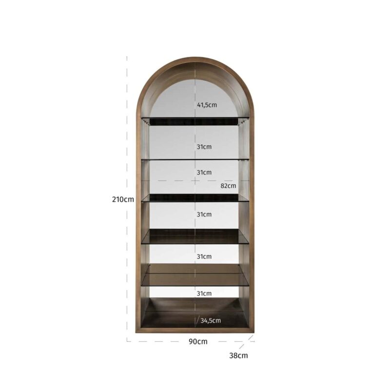 Detail wandkast Bowic glas en ijzer