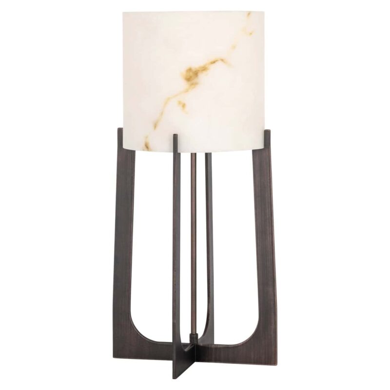 Detail van tafellamp Loura bronze small, faux marmer en metalen voet