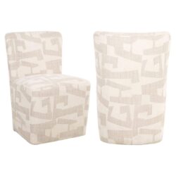 Eetkamerstoel Lorain beige graffic on wheels