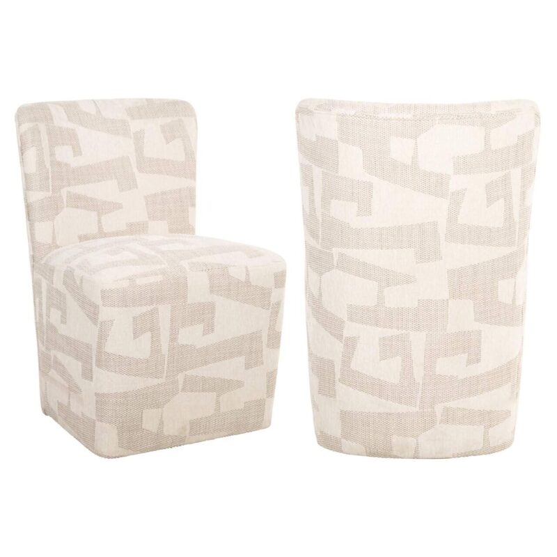 Eetkamerstoel Lorain beige graffic on wheels