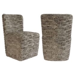 Detail van de handgemaakte zitting van de eetkamerstoel Lorain