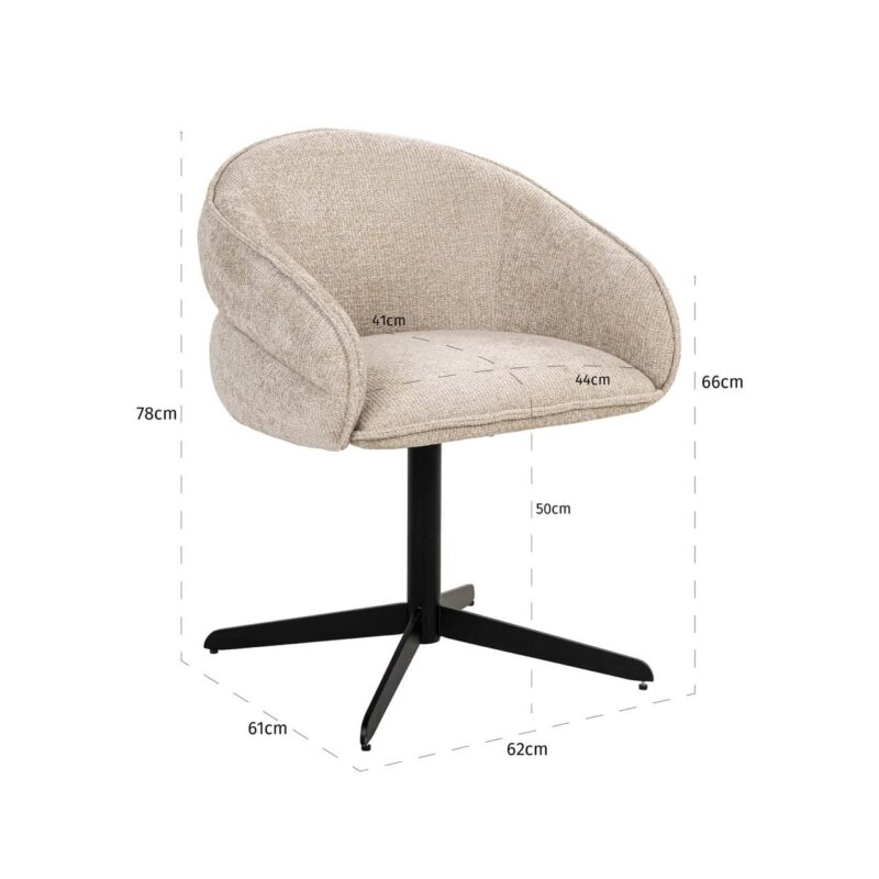 Eetkamerstoel Angelina cream unicorn swivel