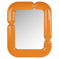 Detail oranje spiegel Ayla, handgemaakt, ijzer en Mdf