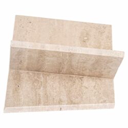 Achterkant van boekenstandaard Belice beige, travertine materiaal