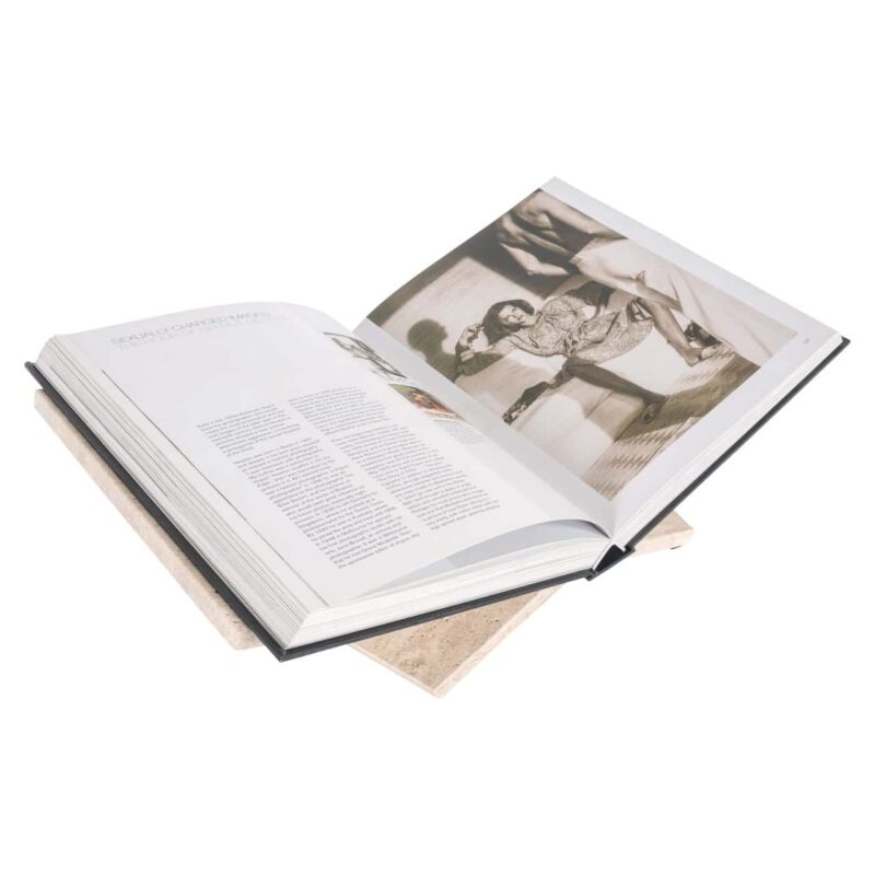 Boekenstandaard Belice beige vanaf boven, beige kleur