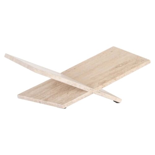 Detail van boekenstandaard Belice beige, travertine materiaal