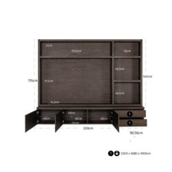 TV-meubel Lachance brown 3-doors 2-drawers