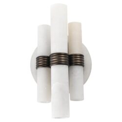 Wandlamp Zara in interieur, white kleur, ijzer en albast