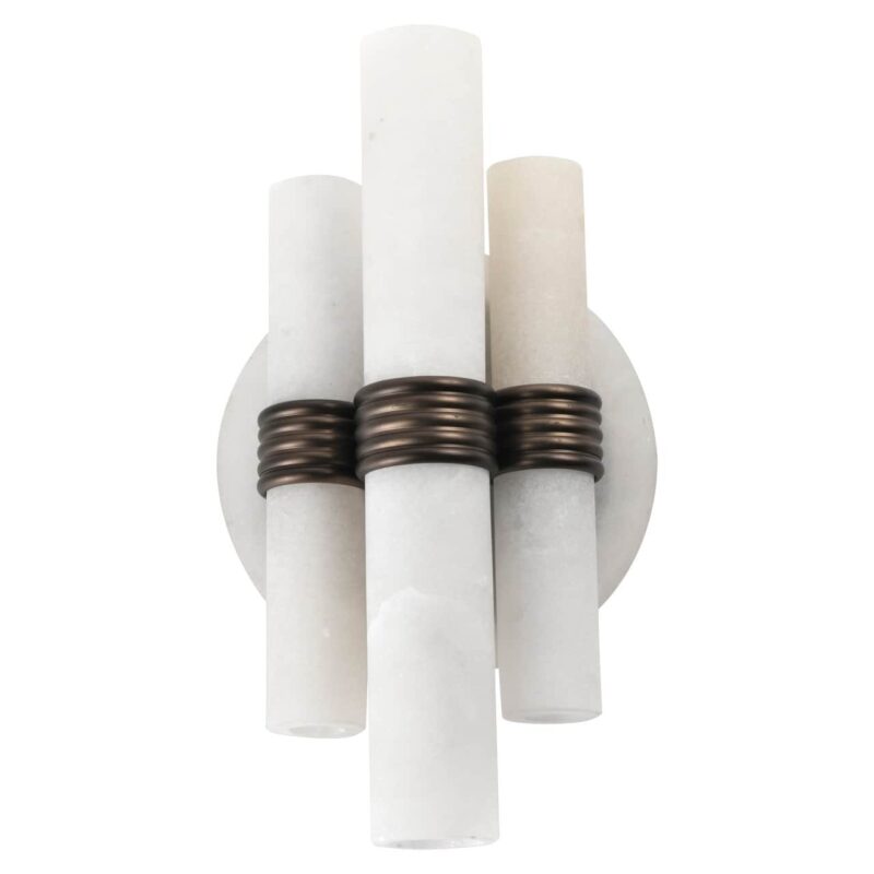 Wandlamp Zara in interieur, white kleur, ijzer en albast