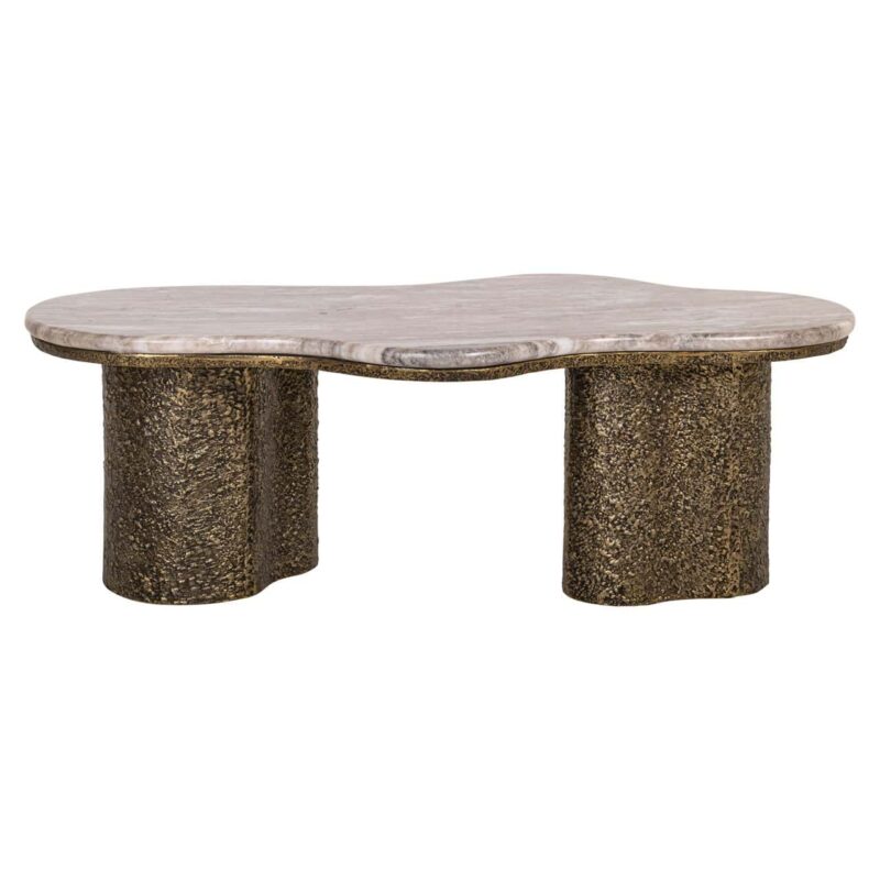 Textuur van Mdf en Morchana Marmer op salontafel Abandos brass antique