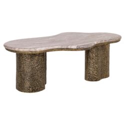 Detail van messingkleur op salontafel Abandos brass antique