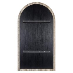 Gebogen vorm van de wandspiegel met grijze faux travertine frame