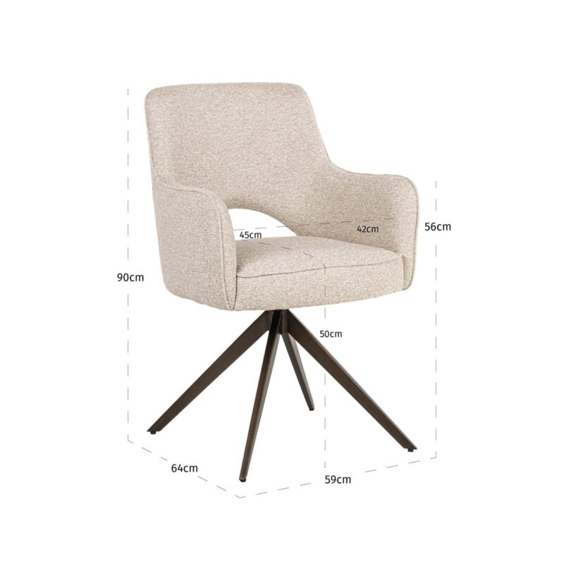 Eetkamerstoel Ginerva biscotti swivel