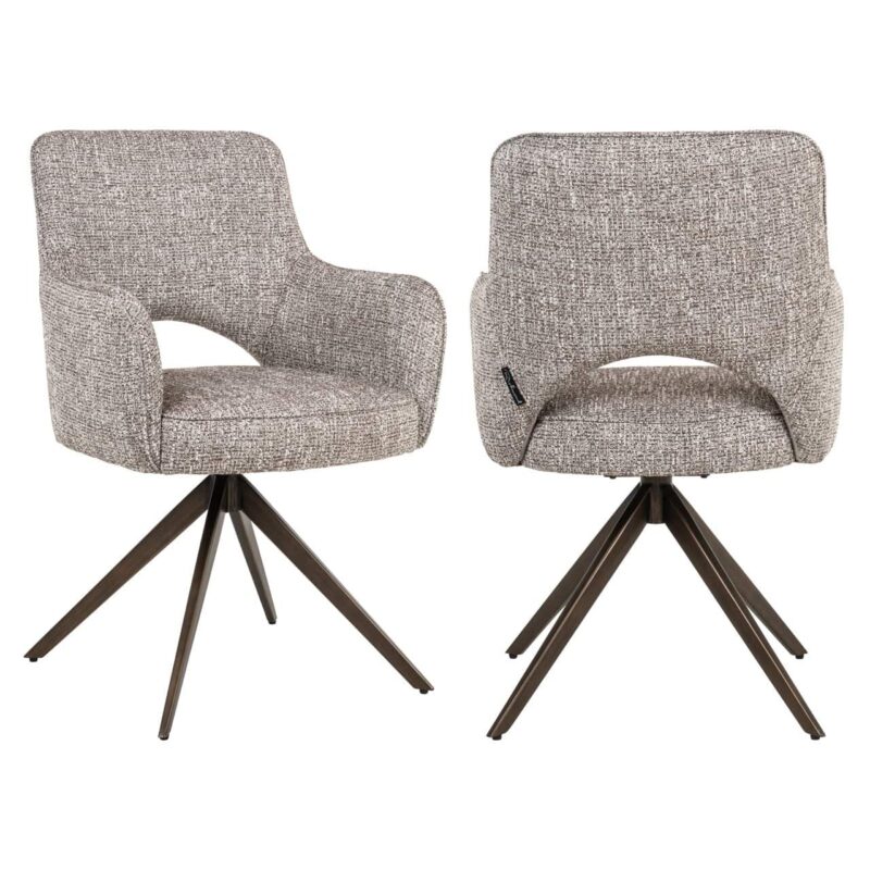 Detail armleuning eetkamerstoel Ginerva earth tweed