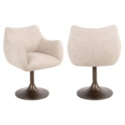 Detail van de armleuning van de eetkamerstoel Aldo natural linear swivel