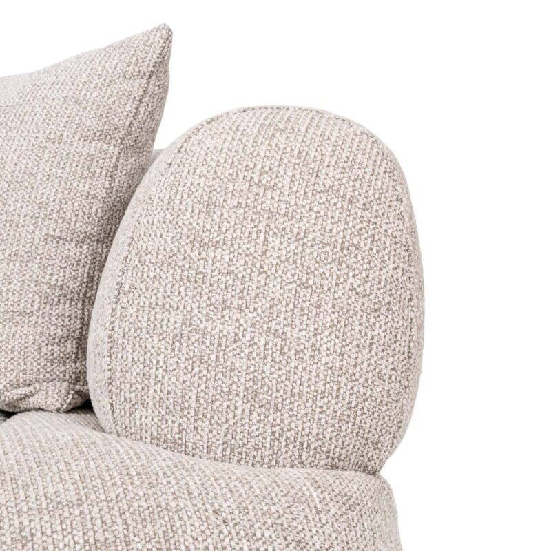 Detail van zitting van Bank Amelia natural fancy, zacht en afgerond ontwerp