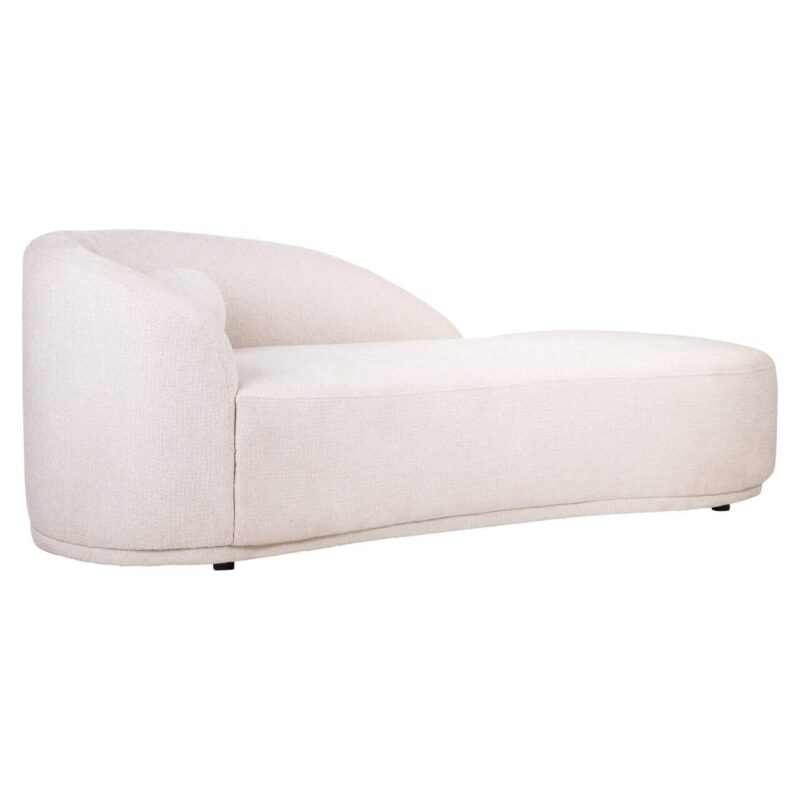 Detail van armleuning van Bank Emma cream fancy chaise longue