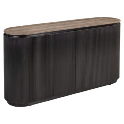 Dressoir Russo bruin, 4-deuren, handgemaakt, travertine en mdf