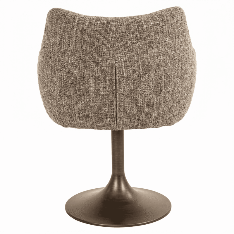 Eetkamerstoel in een interieur setting met een brown tweed bekleding