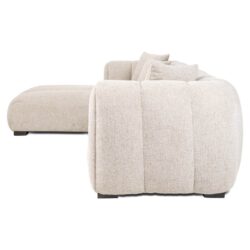 Back view Bank Novaro natural fancy lounge left, rugleuning en armleuning