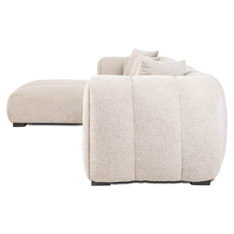 Back view Bank Novaro natural fancy lounge left, rugleuning en armleuning