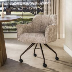 Armstoel Raster wieltjes Hoven zand-bruin