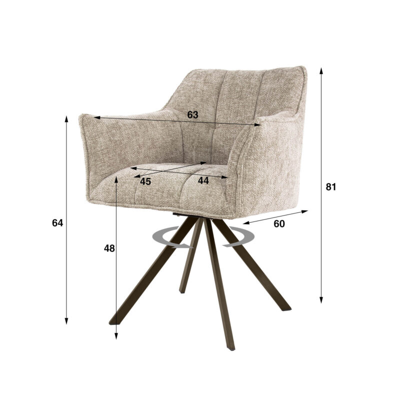 Armstoel Raster Hoven zand-bruin