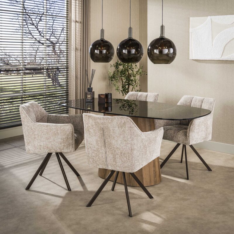 Armstoel Raster Hoven zand-bruin