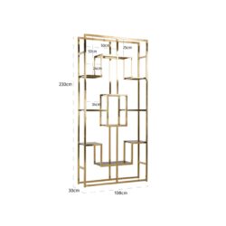 Wandkast Magnus goudkleurig RVS glas van boven