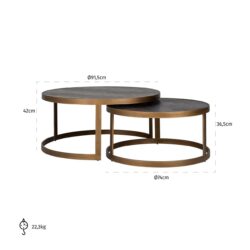 Salontafel Blackbone Brass black rustic (Set of 2)