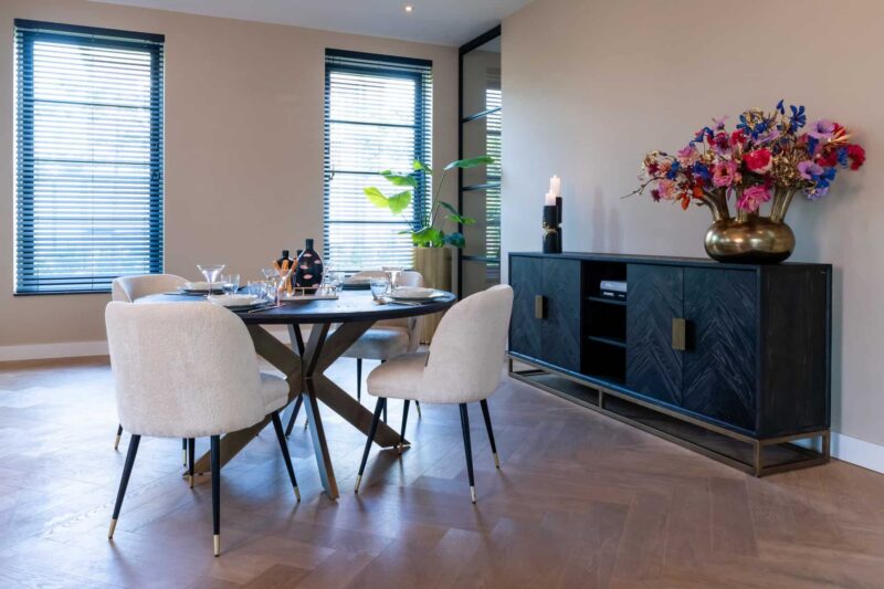 Eettafel Blackbone Brass black rustic 140Ø