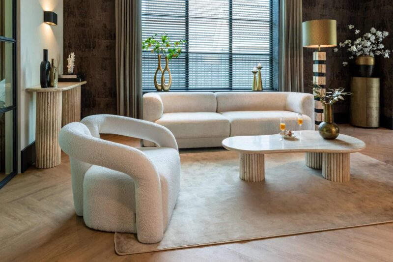 Lounge stoel Dana white furry