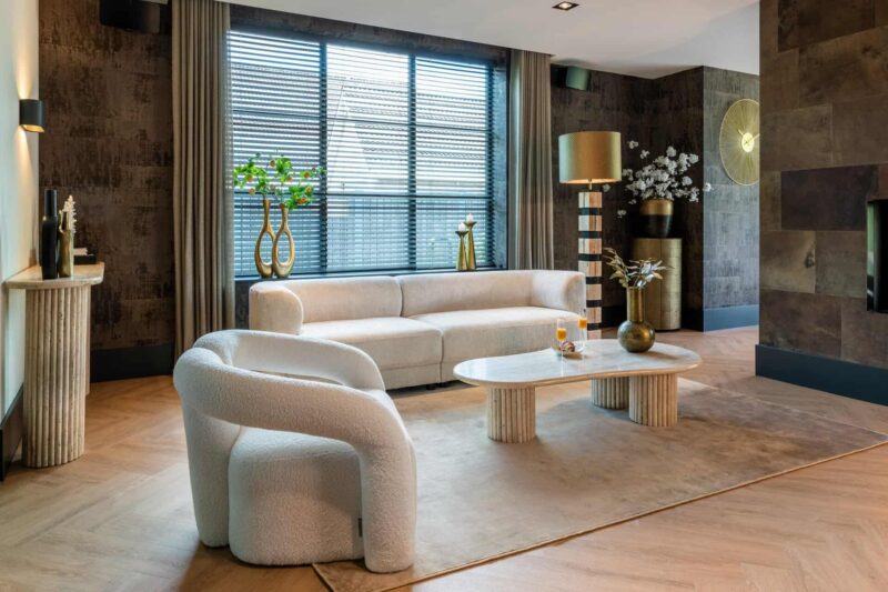 Lounge stoel Dana white furry