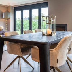 Eetkamerstoel Aline FR white chenille swivel fire retardant