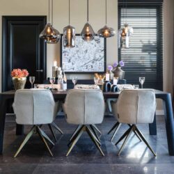 Eetkamerstoel Aline FR white chenille swivel fire retardant