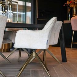 Eetkamerstoel Aline FR white chenille swivel fire retardant