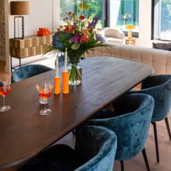 Eetkamerstoel Amphara blue chenille fire retardant