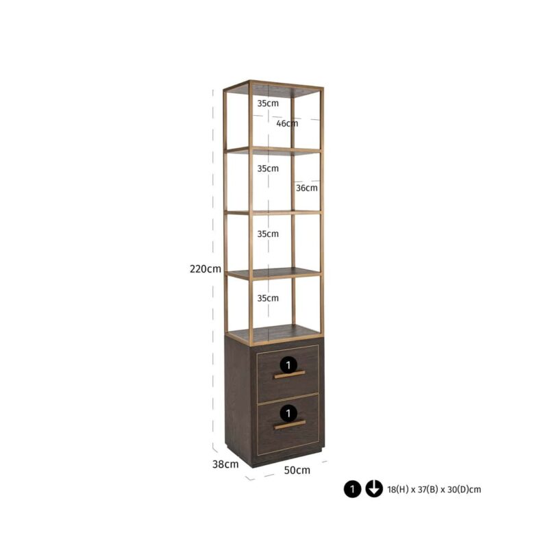 Wandkast Carter brown small 2-drawers