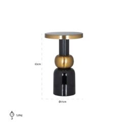 Bijzettafel Mose black 41Ø in interieur, handgemaakt, ijzer, goud en zwart