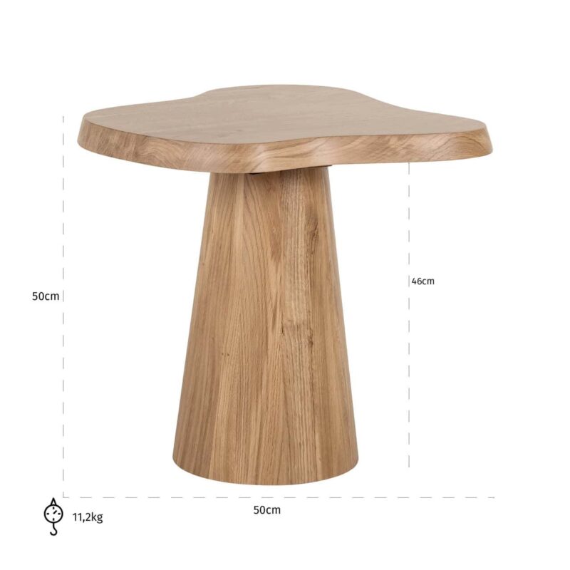 Bijzettafel Riva natural oak vanaf boven, eiken, subtiele charme