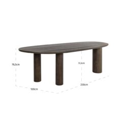 Eettafel Ellington met stoelen, elegante stijl, bruin