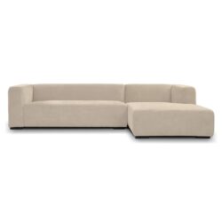 Detail van Glasgow 2 5-zitsbankset AL + chaise lounge in beige, new vintage stijl