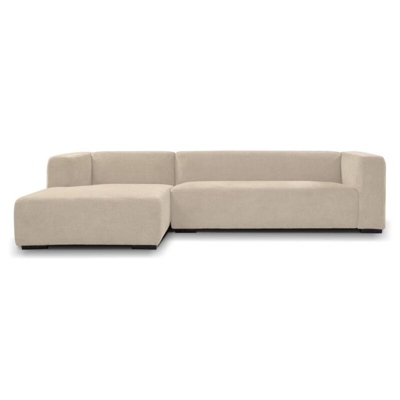 Glasgow 2 5-zitsbank met chaise lounge in beige New Vintage stijl