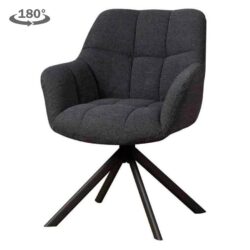 Alba landelijke armstoel met blauw alpine indigo 90 kleurtint en metalen frame