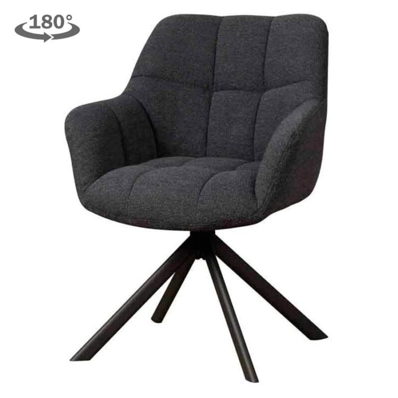 Alba landelijke armstoel met blauw alpine indigo 90 kleurtint en metalen frame