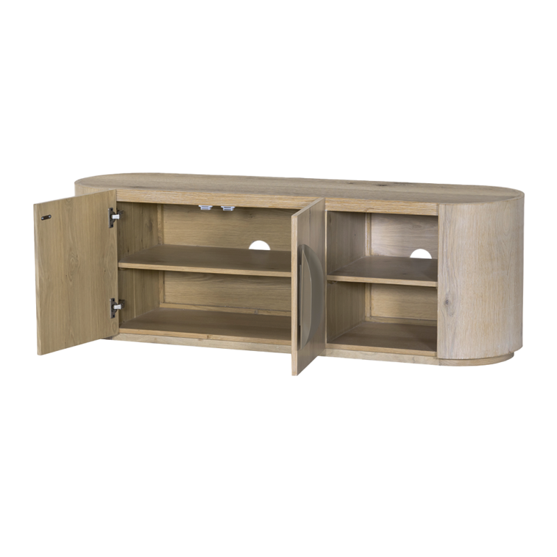 Textuur van het witte Oak veneer oppervlak van het Allure TV-meubel